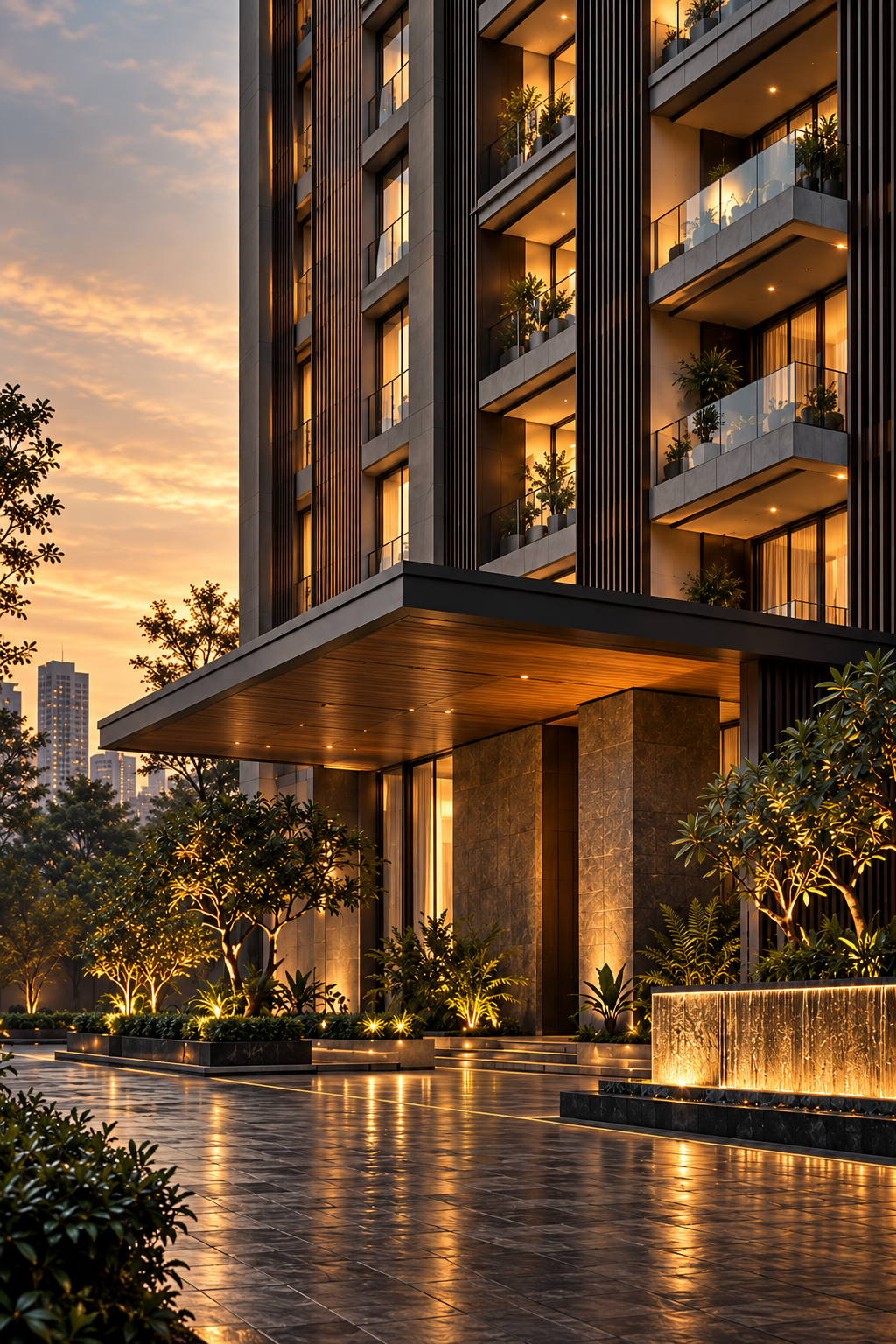 Illustrative image of a contemporary residence at dusk