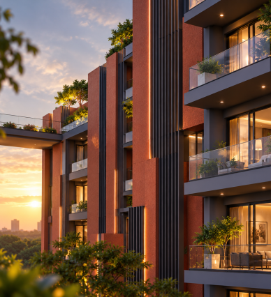 Luxury Terracotta Balconies at Sunset
